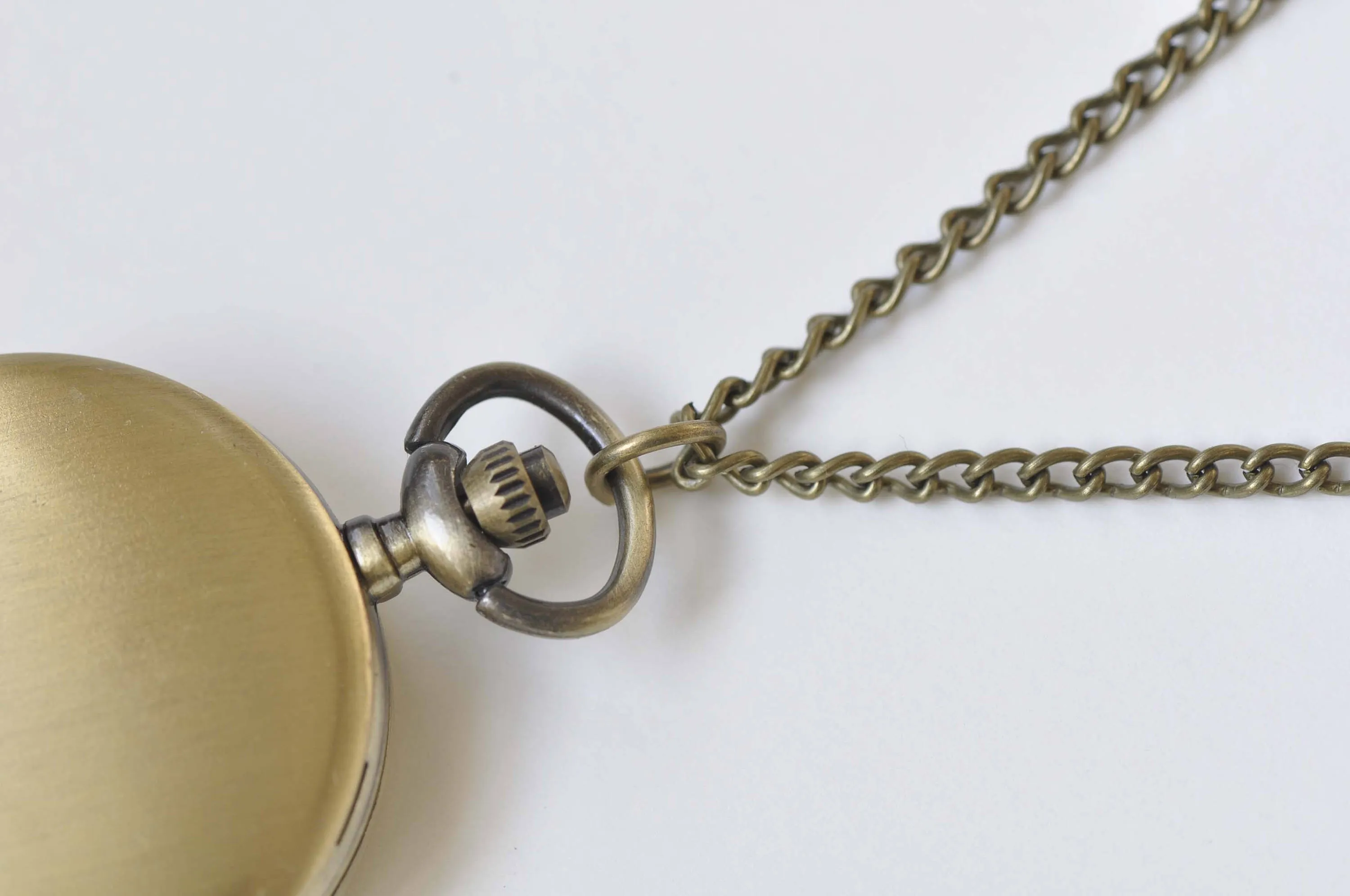 1 PC Antique Bronze Round Blank Pocket Watch Necklace 40mm A3830
