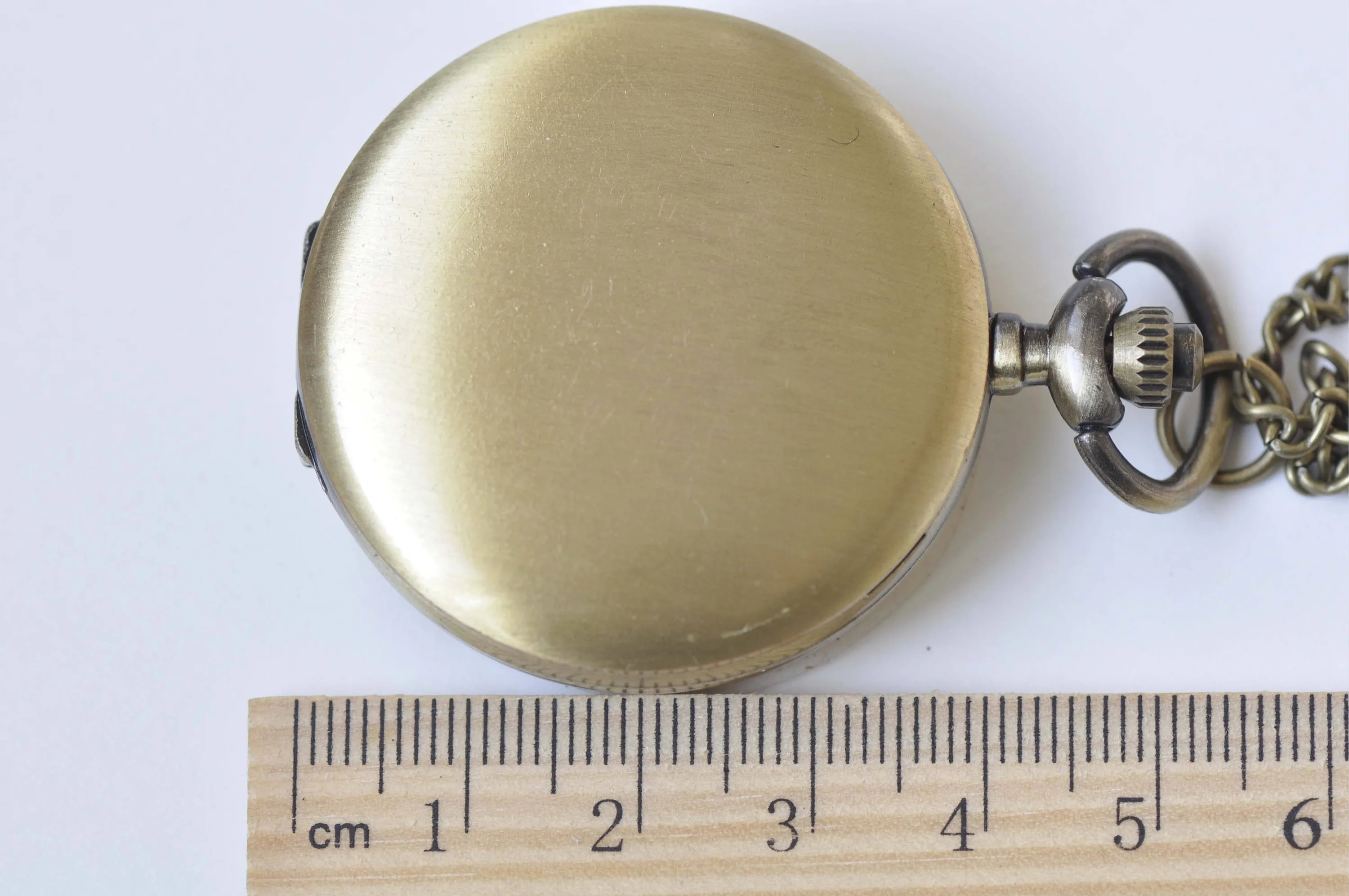 1 PC Antique Bronze Round Blank Pocket Watch Necklace 40mm A3830