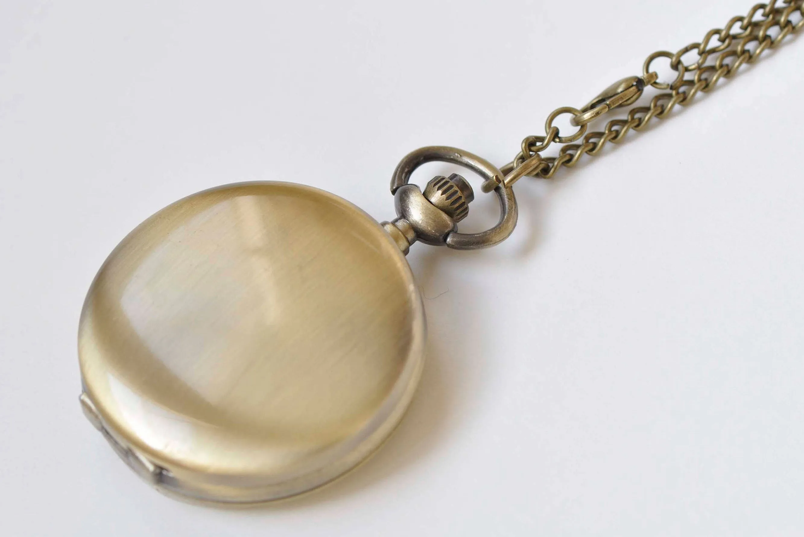 1 PC Antique Bronze Round Blank Pocket Watch Necklace 40mm A3830