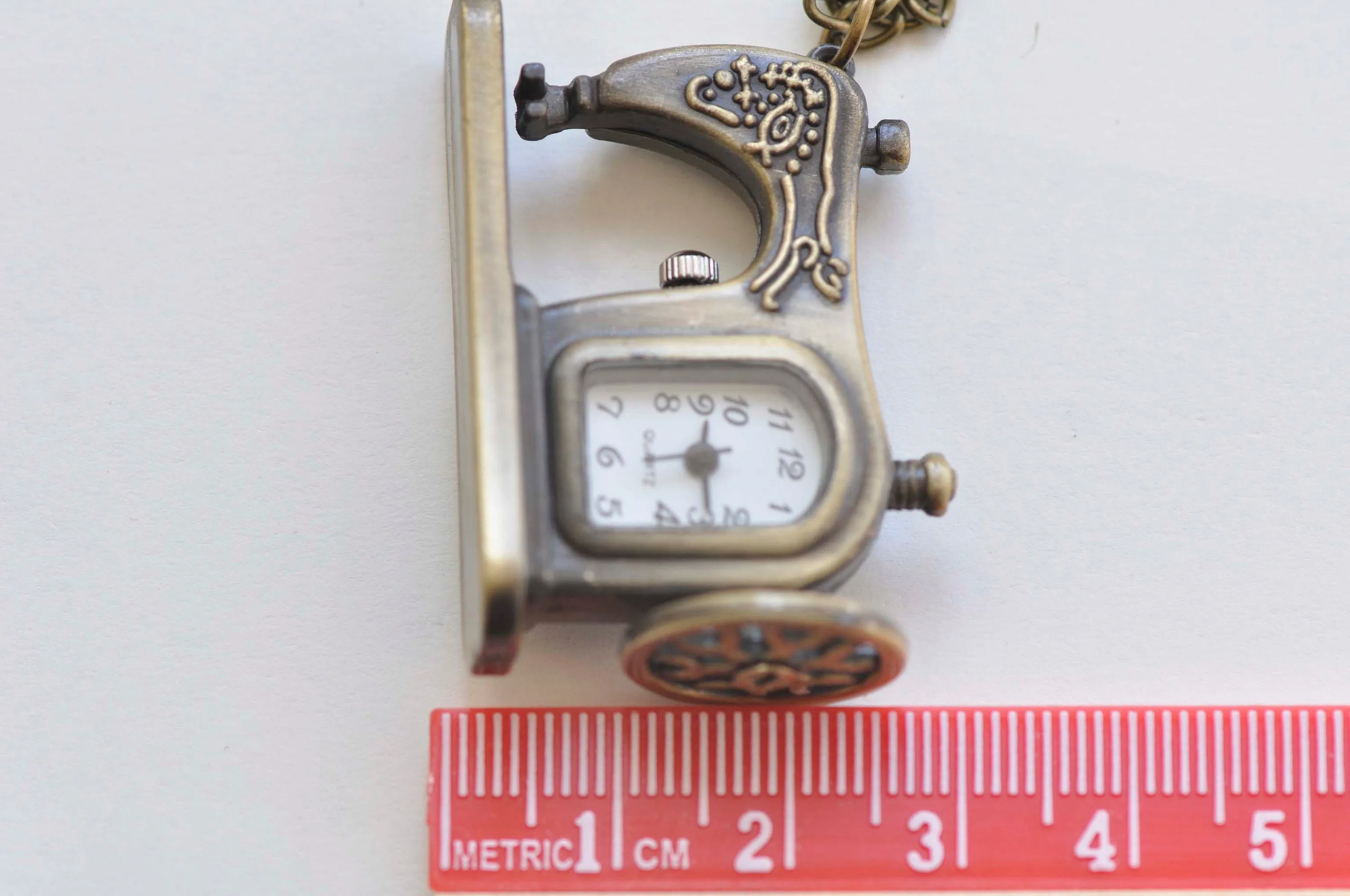 1 PC Sewing Machine Vintage Style Pocket Watch Necklace  A5746