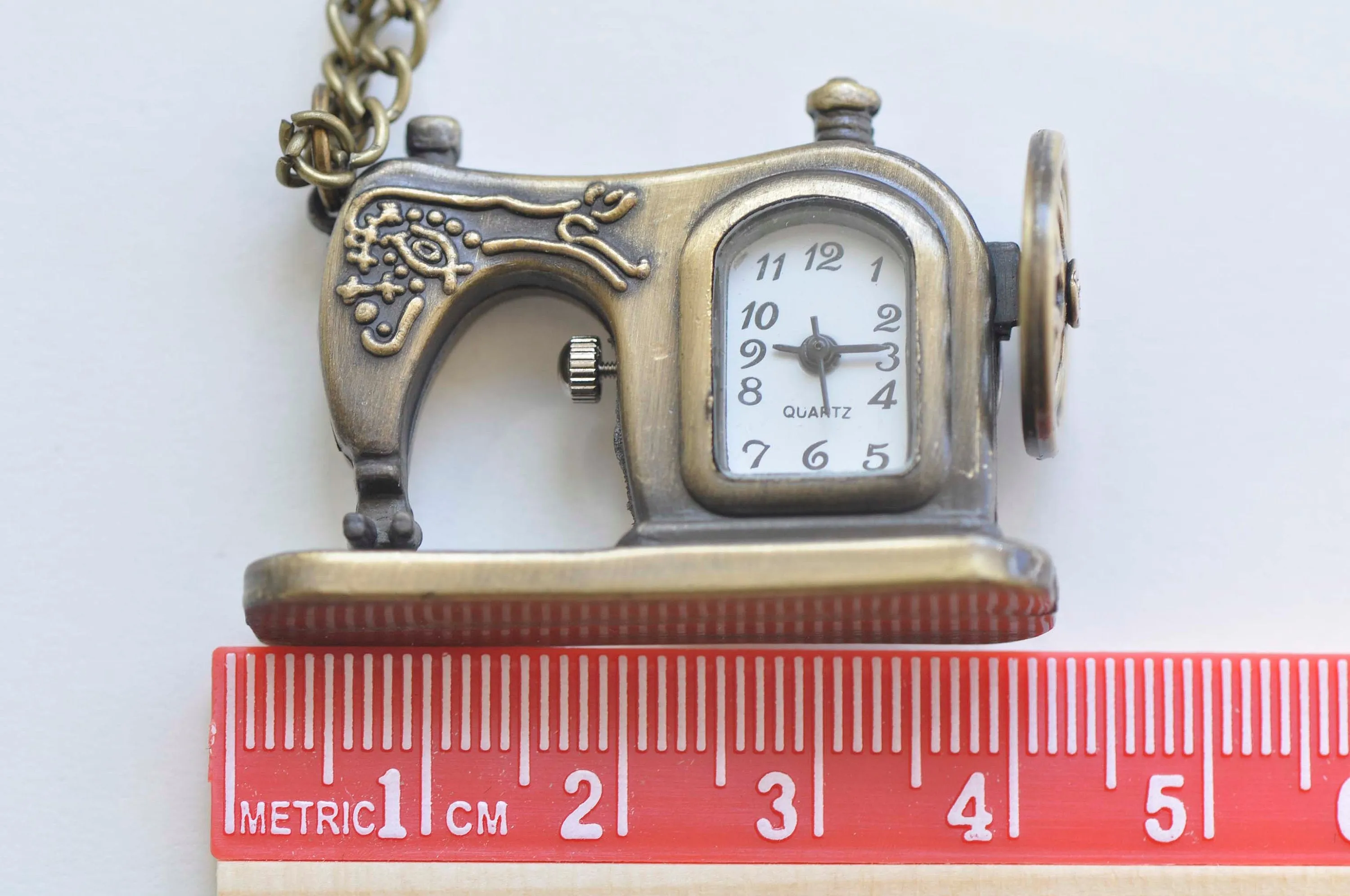 1 PC Sewing Machine Vintage Style Pocket Watch Necklace  A5746
