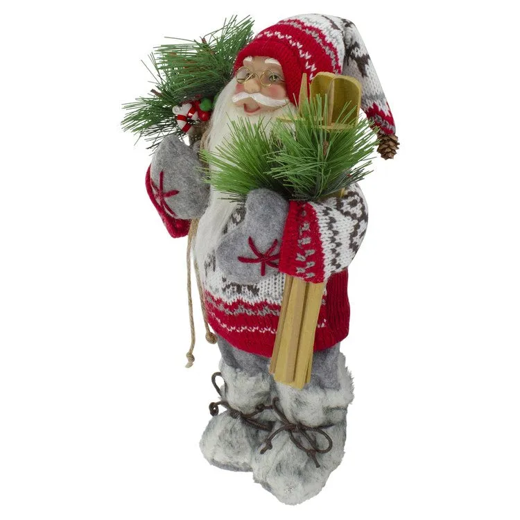 12" Standing Santa Dressed In a Warm Sweater and Fur Boots Christmas Figurine