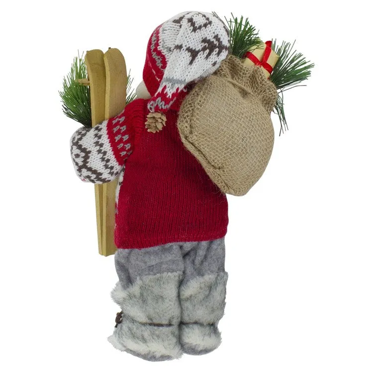 12" Standing Santa Dressed In a Warm Sweater and Fur Boots Christmas Figurine