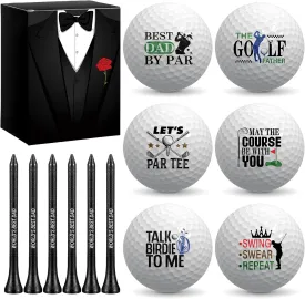 13 Pcs Funny Golf Ball Gift Set for Dad Father's Day Golf Ball Novelty Funny Joke Gift for Men with 6 Tees and Box for Grandpa Husband Golfer Lover Birthdays Retirement