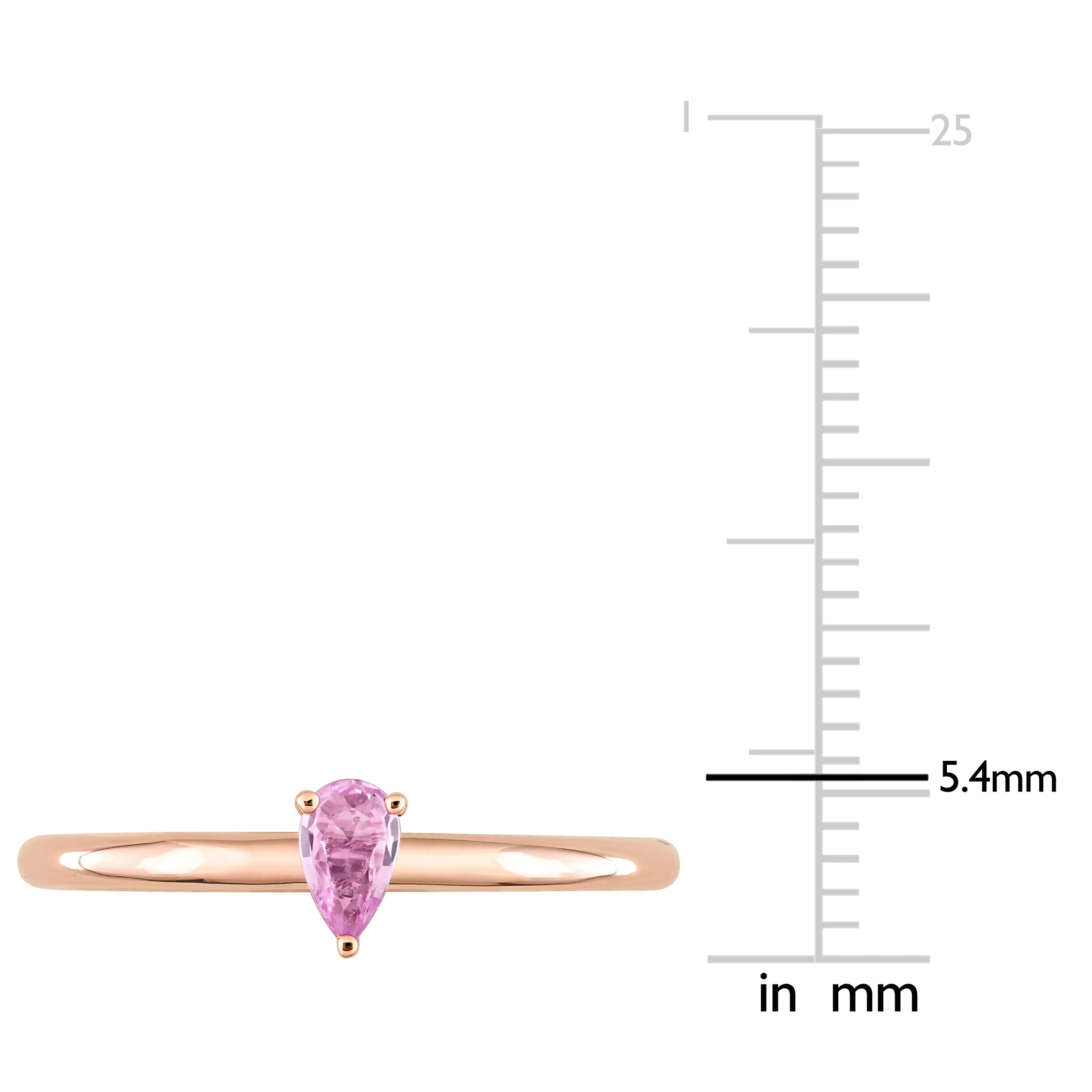 1/4 CT TGW Pear Pink Sapphire Stackable Ring in 10k Rose Gold
