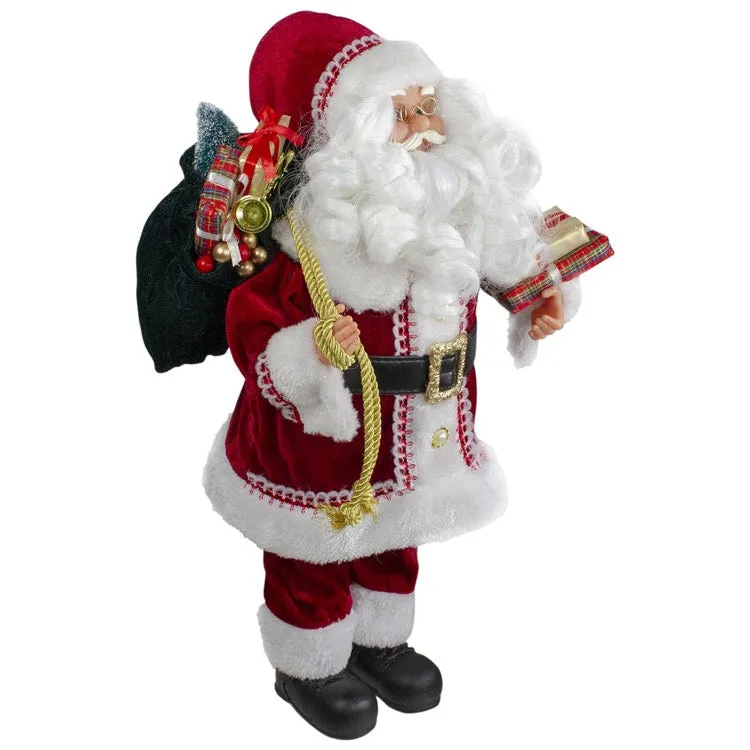 18" Standing Curly Beard Santa Christmas Figurine with Presents