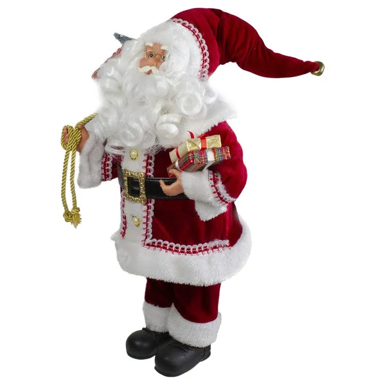 18" Standing Curly Beard Santa Christmas Figurine with Presents