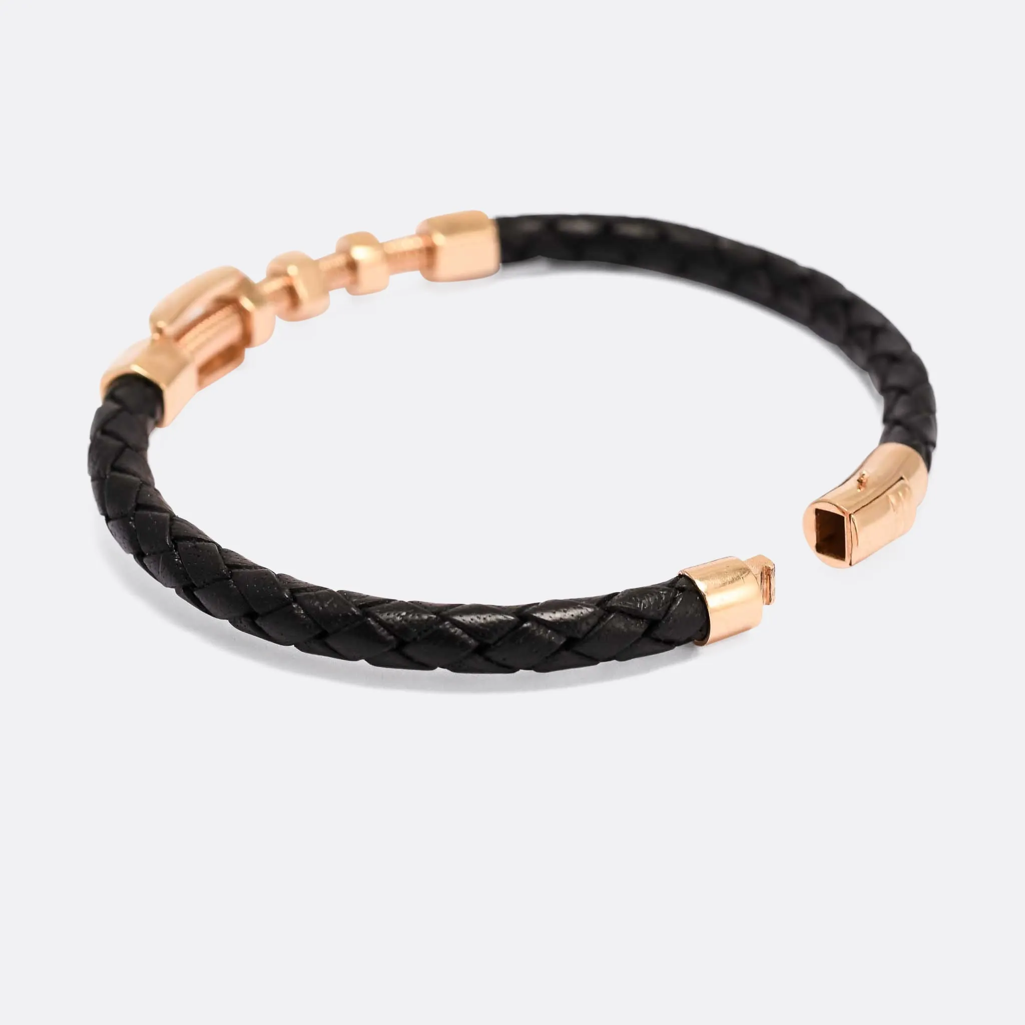 1990s Industrial "Nuts & Bolts" Gold & Leather Bracelet