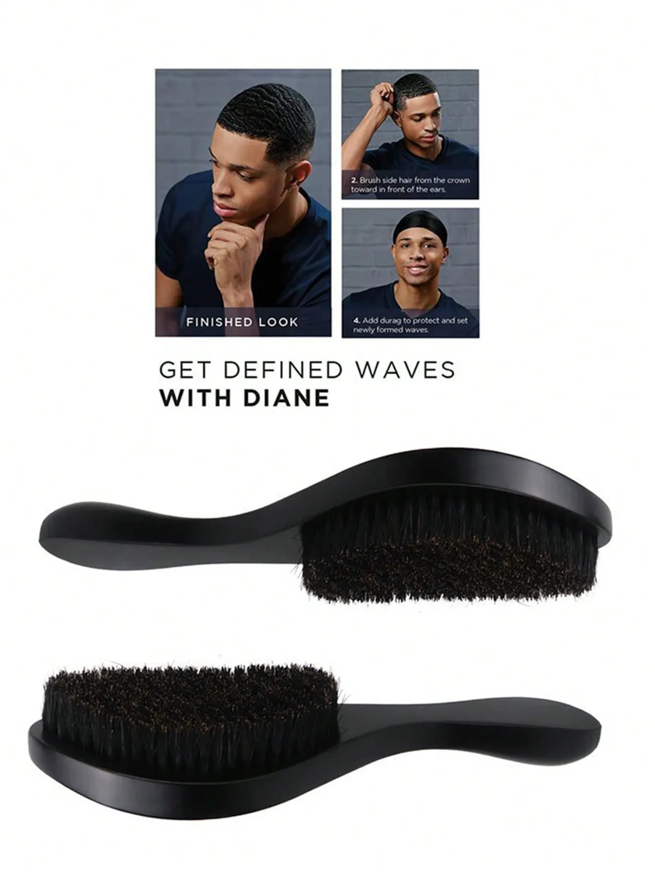 1pc Wooden Pig  Hair Brush With Vintage Textured Wave Curved Brown Wooden Handle, Anti-Static & Detangling Comb