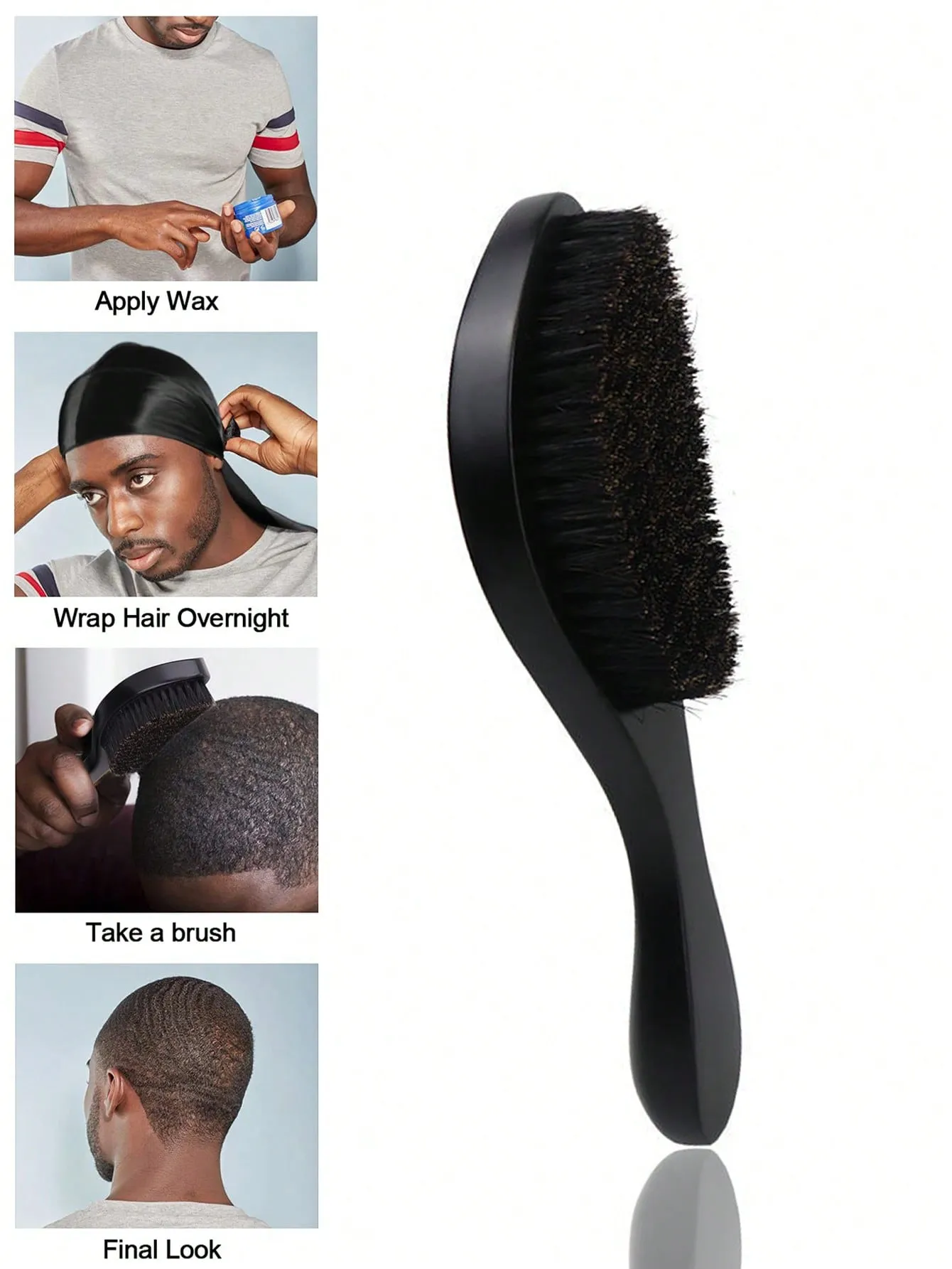 1pc Wooden Pig  Hair Brush With Vintage Textured Wave Curved Brown Wooden Handle, Anti-Static & Detangling Comb