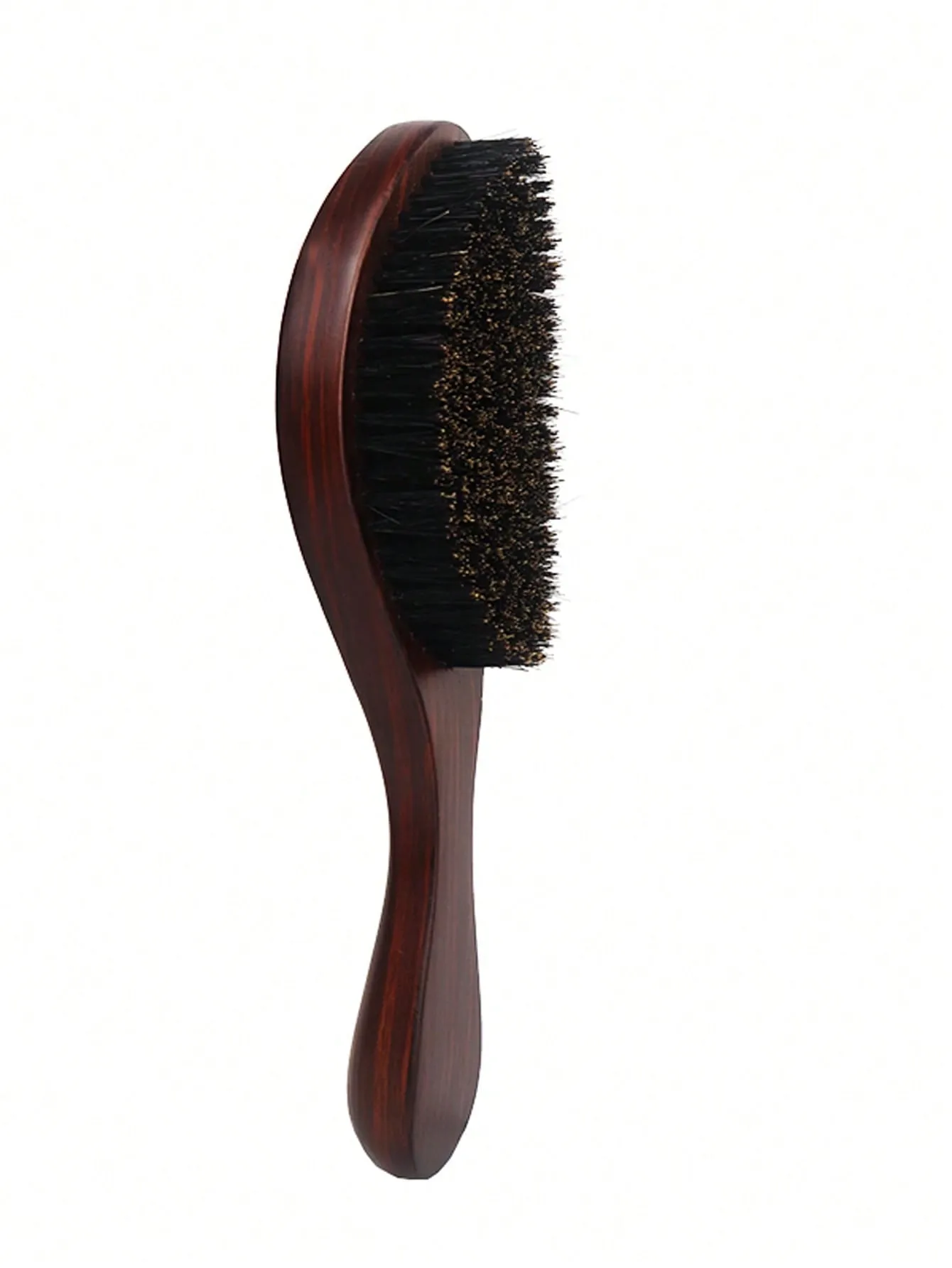 1pc Wooden Pig  Hair Brush With Vintage Textured Wave Curved Brown Wooden Handle, Anti-Static & Detangling Comb