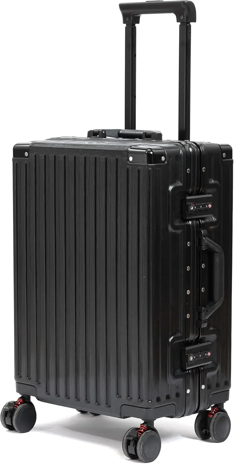 20inch Carry On Luggage 22x14x9 Airline Approved, Zipperless Luggage Carry On TSA Approved Hard Shell Suitcases, Lightweight Carry On Suitcases with Aluminum Frame, Black