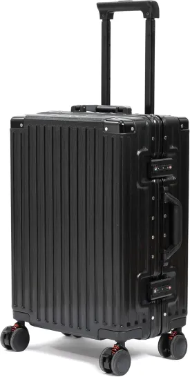 20inch Carry On Luggage 22x14x9 Airline Approved, Zipperless Luggage Carry On TSA Approved Hard Shell Suitcases, Lightweight Carry On Suitcases with Aluminum Frame, Black