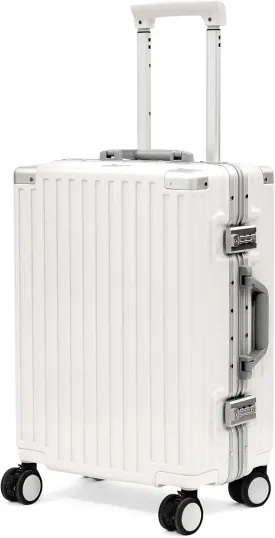 20inch Carry On Luggage 22x14x9 Airline Approved, Zipperless Luggage Carry On TSA Approved Hard Shell Suitcases, Lightweight Carry On Suitcases with Aluminum Frame, White