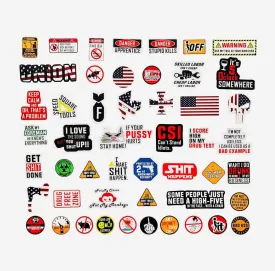 50 Pack GregCo Hard Hat Stickers, Tool Box Decals, Adult Funny Stickers, Welding Helmet Sticker Pack, Military, Union Patriotic, Humerous Decals