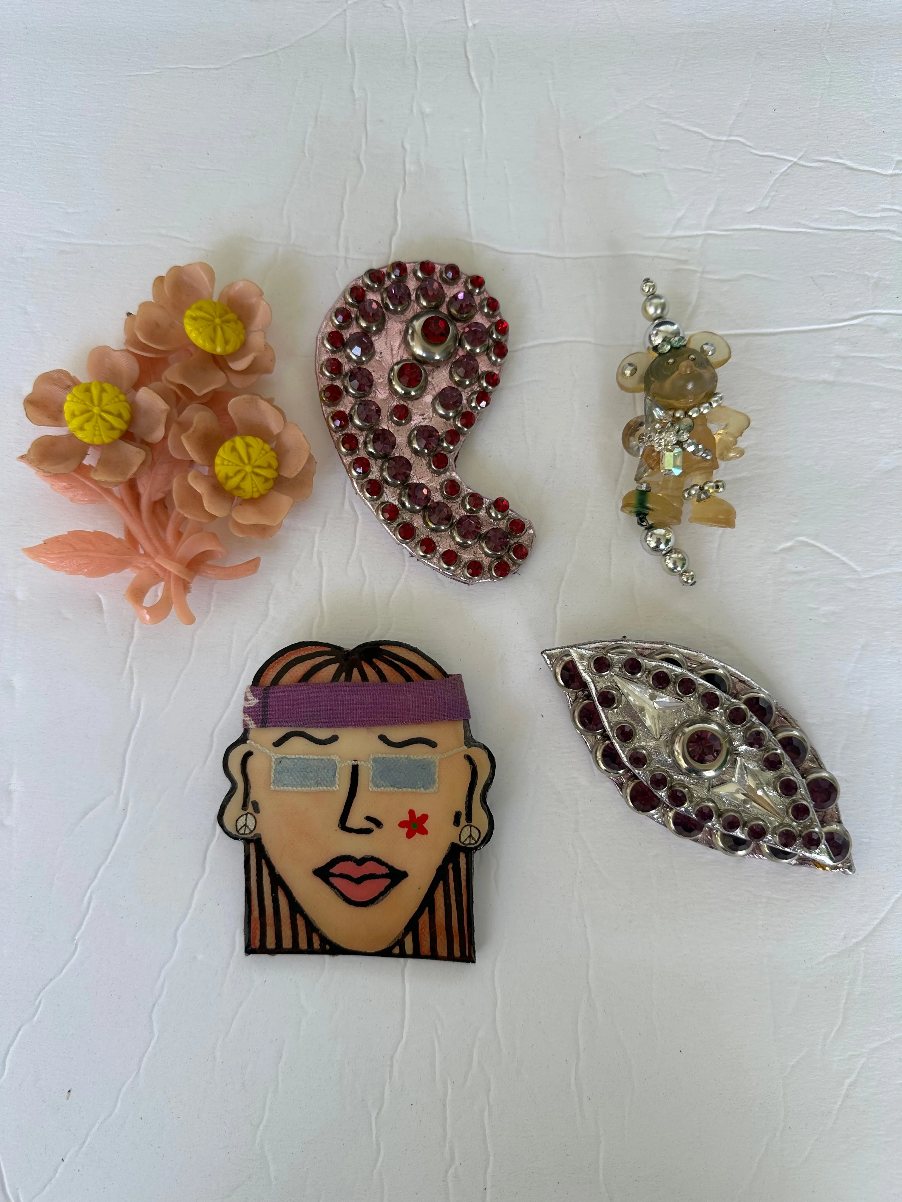 80s funky characters huge Faces Abstract Mickey Mouse brooches set of 5