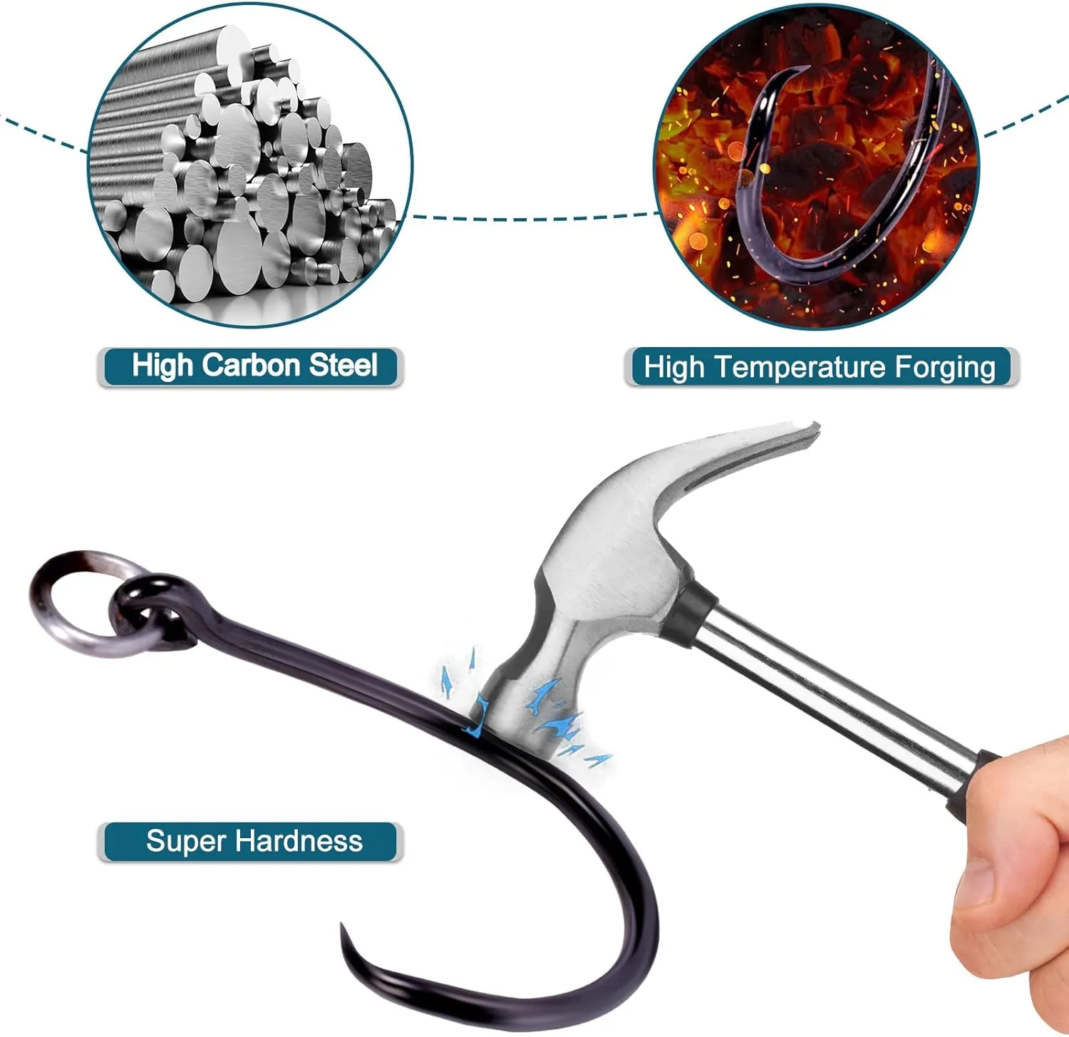 9KM DWLIFE Circle Hooks 4X Strong Corrosion-Resistant High-Carbon Steel Fishing Hooks with Ring for Catfish, Bass Saltwater Circle Hooks 25Pcs