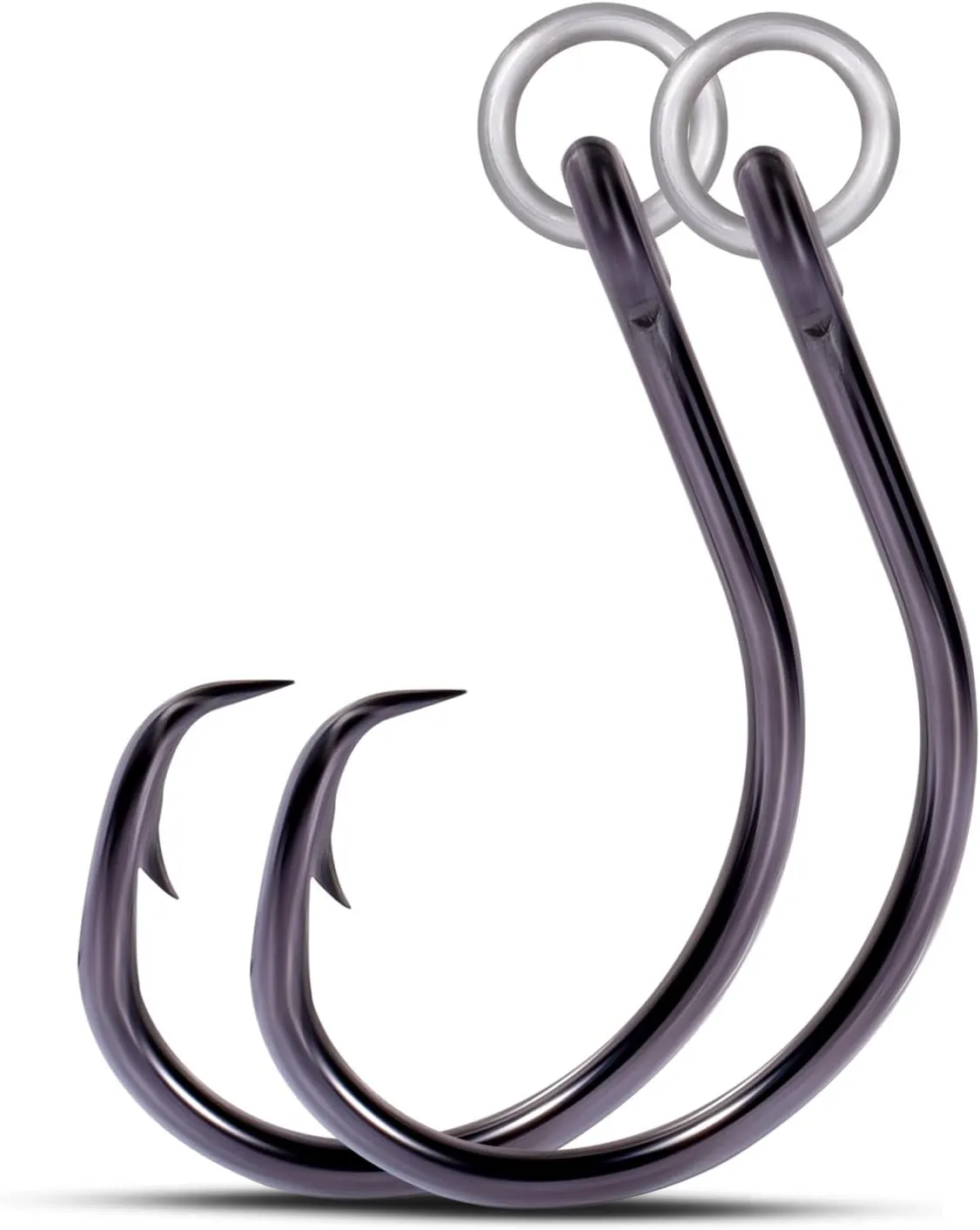 9KM DWLIFE Circle Hooks 4X Strong Corrosion-Resistant High-Carbon Steel Fishing Hooks with Ring for Catfish, Bass Saltwater Circle Hooks 25Pcs