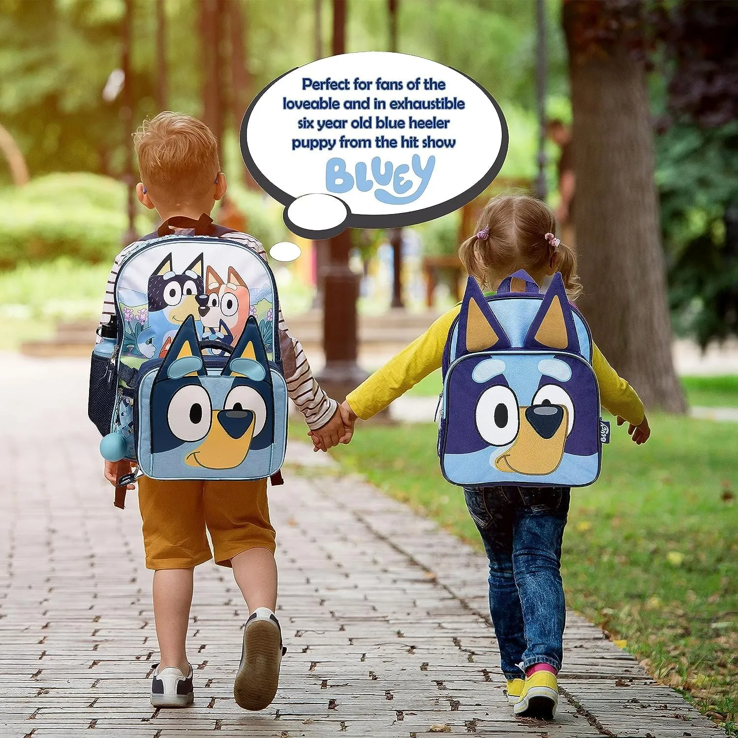 AI ACCESSORY INNOVATIONS Bluey 4 Piece Backpack Set for Pre-School Girls & Boys, Kids 16" School Bag