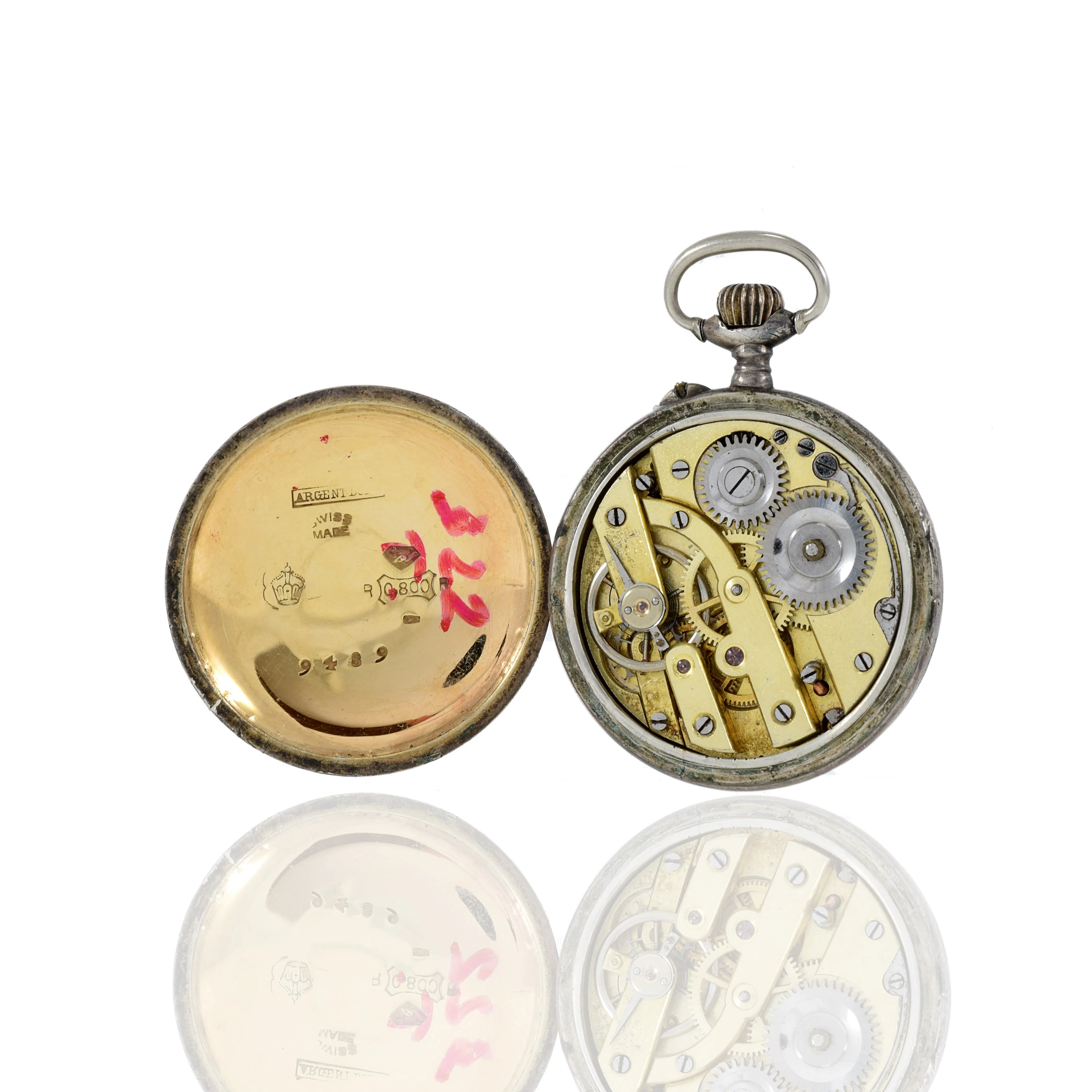 Antique 1920s Custom Enamel and Pearl Pocket watch