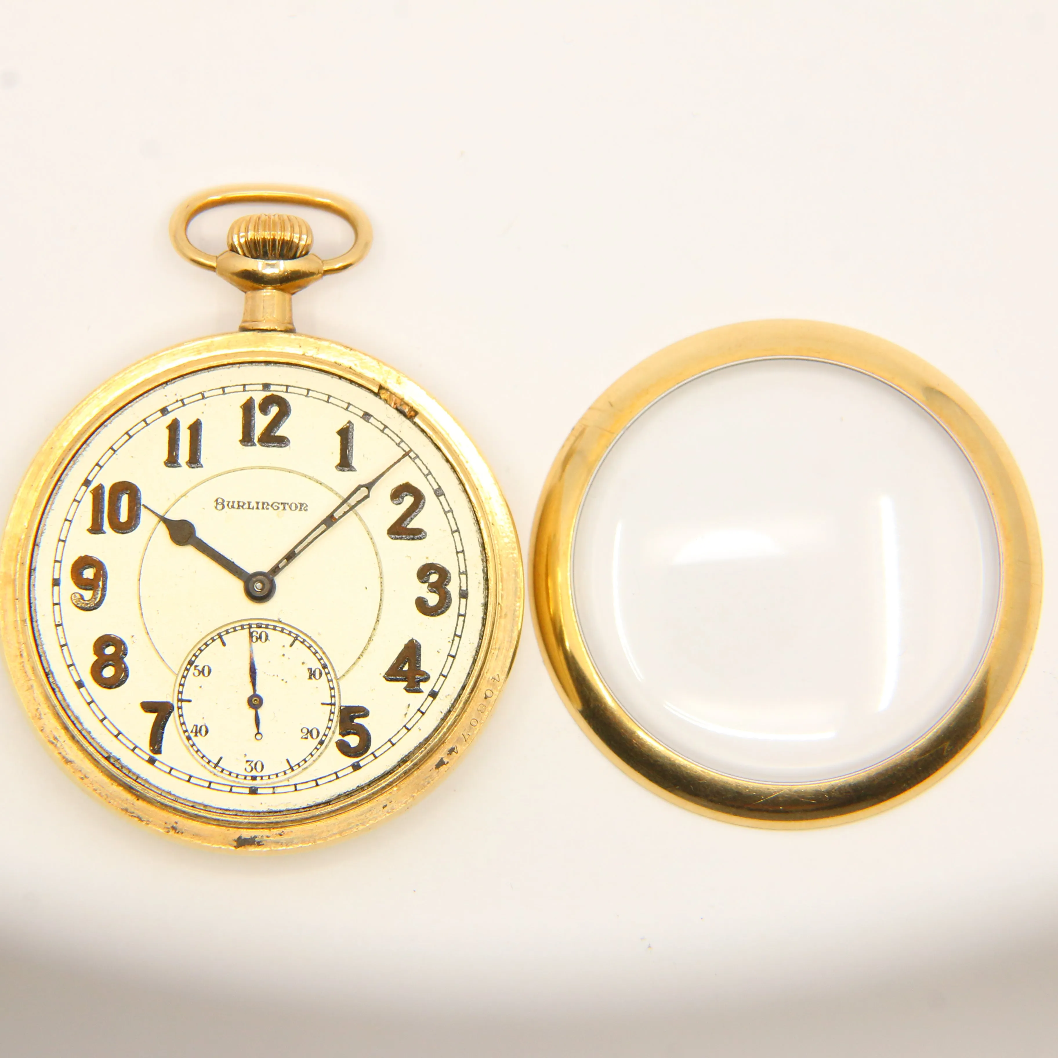 Antique Burlington USA 19 Jewel Keyless Pocket Watch Antique Watch Gift Gold Plated Rolled Gold Pocket Watch