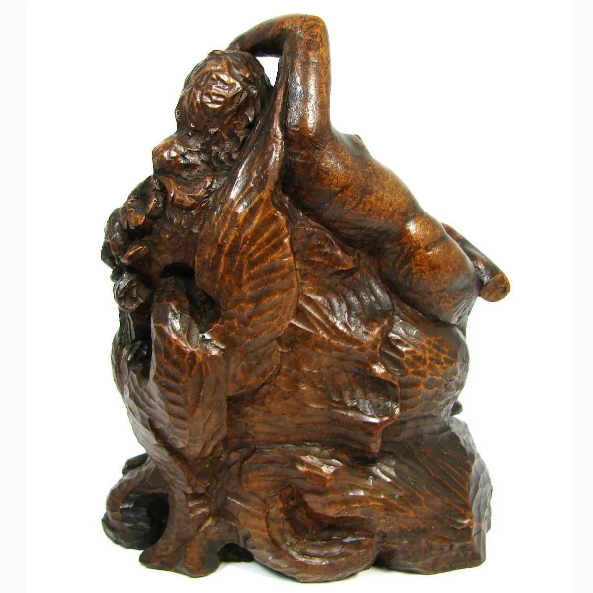 Antique French Carved Wood Cherub or Putti Figure, 6 7/8" Pocket Watch Display