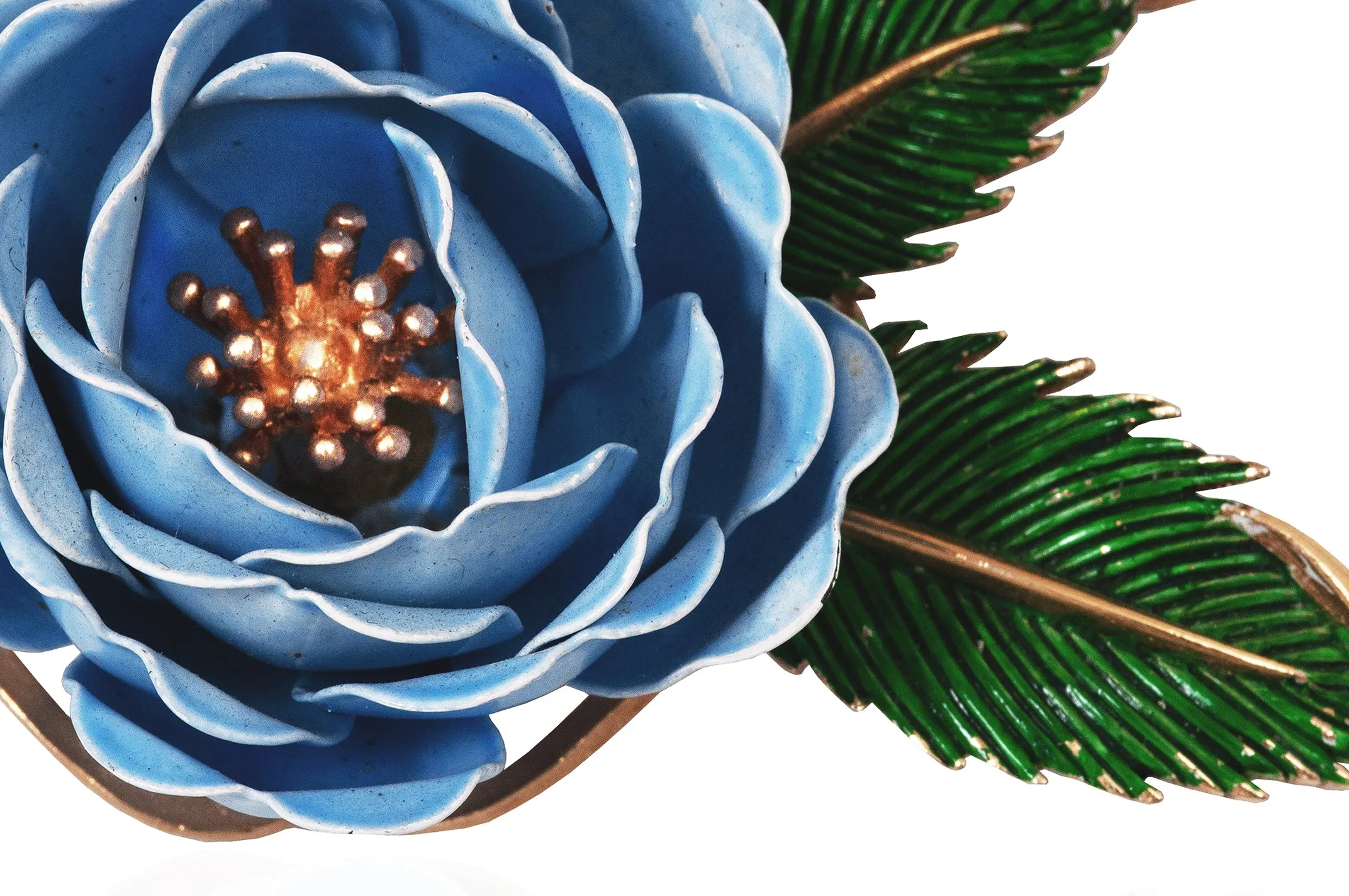 ARCHIVE: 1960s Large Crown Trifari Enamel Blue Flower Brooch