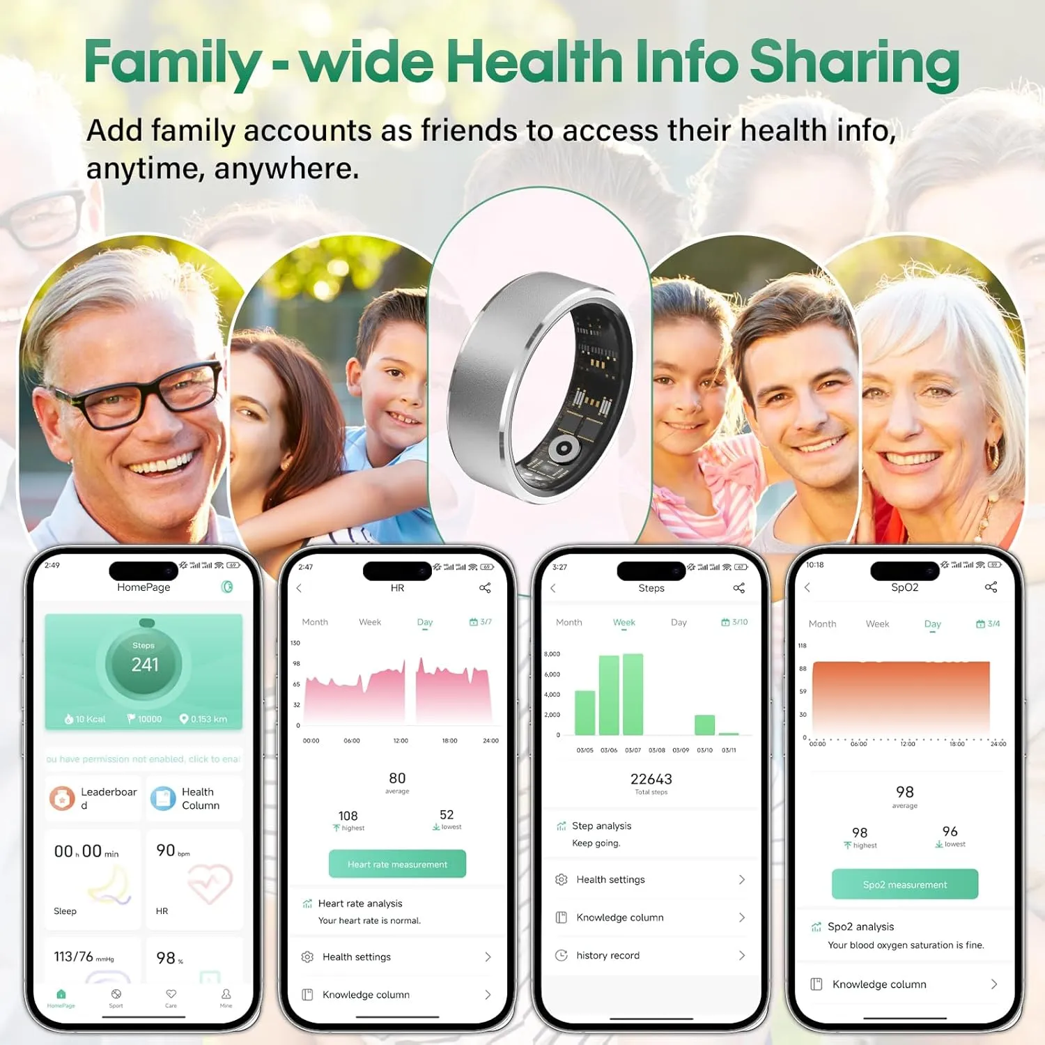 BANGALORE Smart Ring Health Fitness Tracker for Women Men Silver (11#)