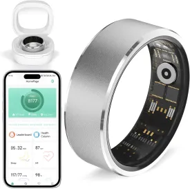 BANGALORE Smart Ring Health Fitness Tracker for Women Men Silver (11#)