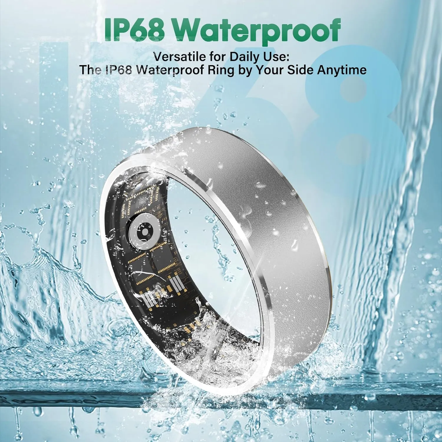 BANGALORE Smart Ring Health Fitness Tracker for Women Men Silver (11#)