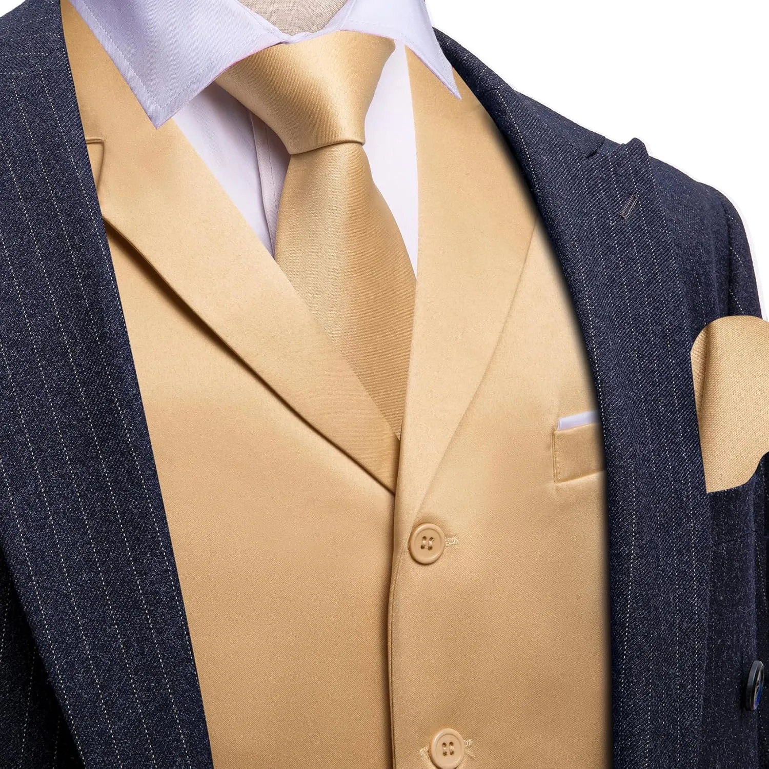 Barry.Wang Mens Satin Formal Suit Vest Tie Bowtie Set 8PC Lapel Collar Casual Slim Fit Waistcoat Wedding Party Tuxedo