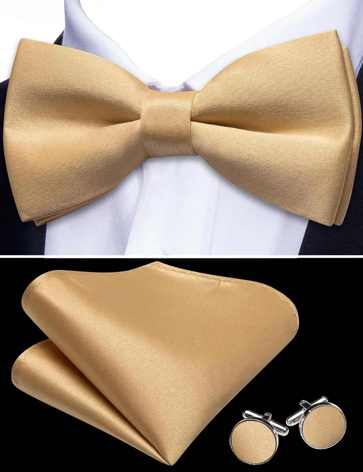 Barry.Wang Mens Satin Formal Suit Vest Tie Bowtie Set 8PC Lapel Collar Casual Slim Fit Waistcoat Wedding Party Tuxedo