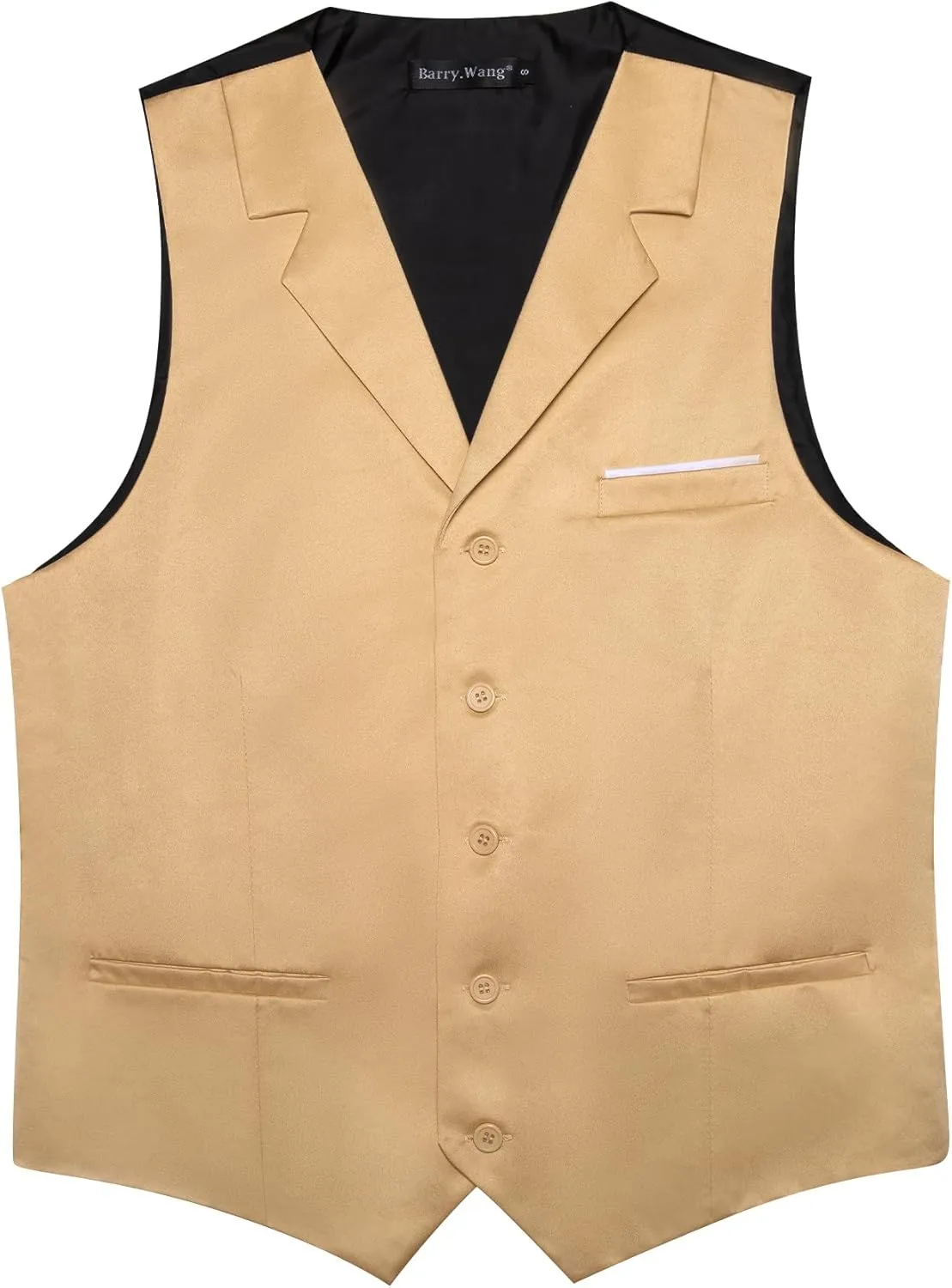 Barry.Wang Mens Satin Formal Suit Vest Tie Bowtie Set 8PC Lapel Collar Casual Slim Fit Waistcoat Wedding Party Tuxedo