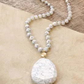 Beaded Boho White Stone Necklace