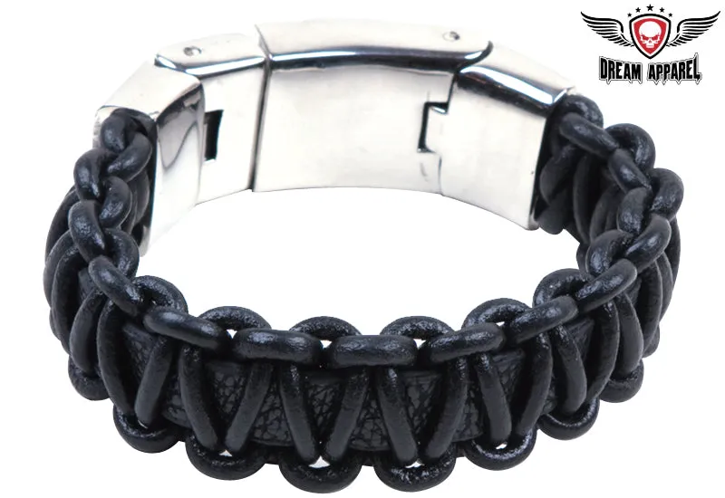 Black Woven Leather Bracelet