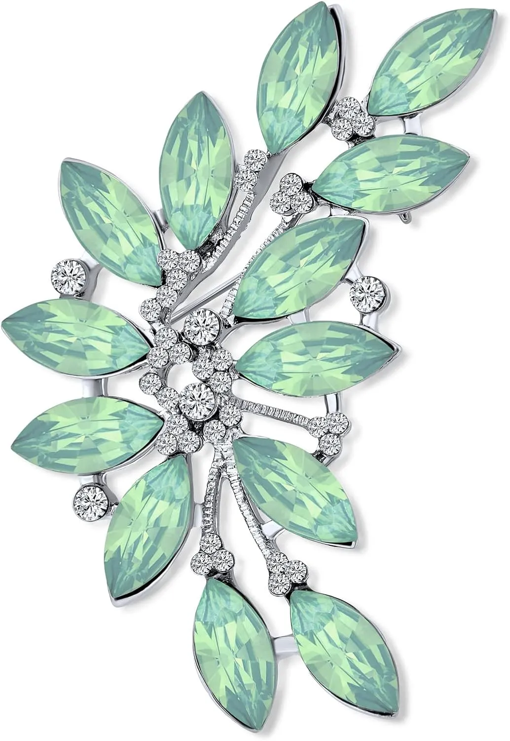Bling Jewelry Elegant Dress Accessories Large Colorful Floral Bouquet Flower Red Roses Pave CZ Accent Flower Brooch Lapel Pin for Women Silver Plated Brass
