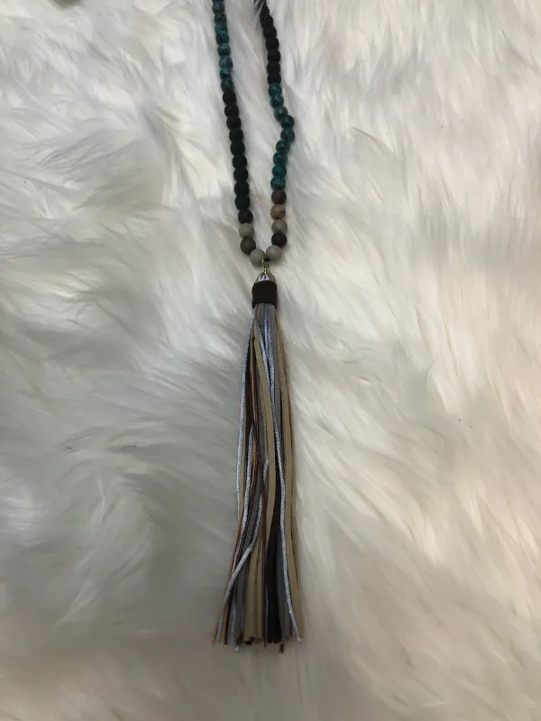 Boho tribal long tassel necklace