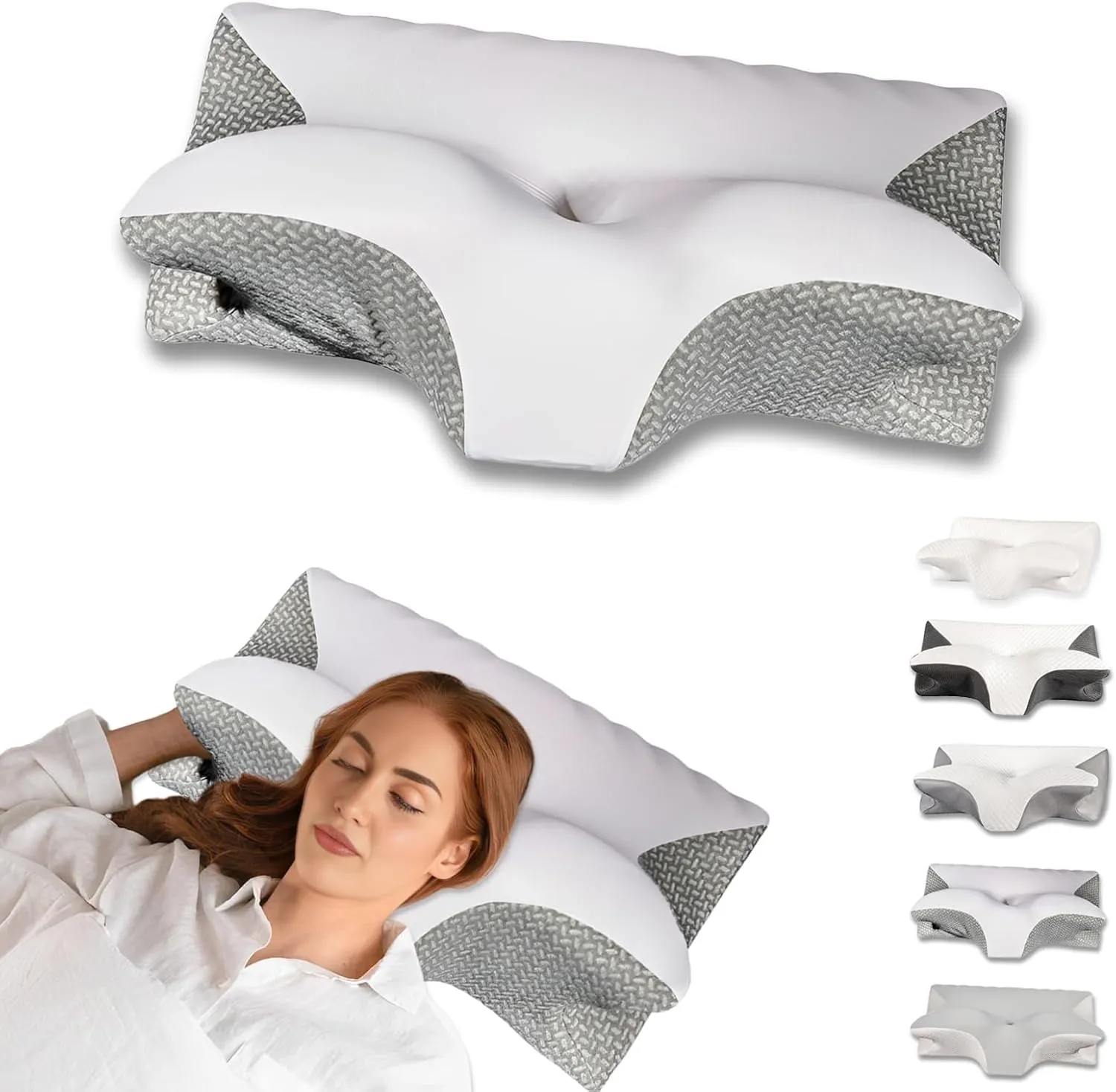 Cervical Pillow for Neck Pain Relief, Ergonomic Contour Orthopedic Pillow for Sleeping Shoulder Pain & Support, Cozy Memory Foam Ice Feel Neck Pillow for Side Back Stomach Sleeper(Dark Grey)