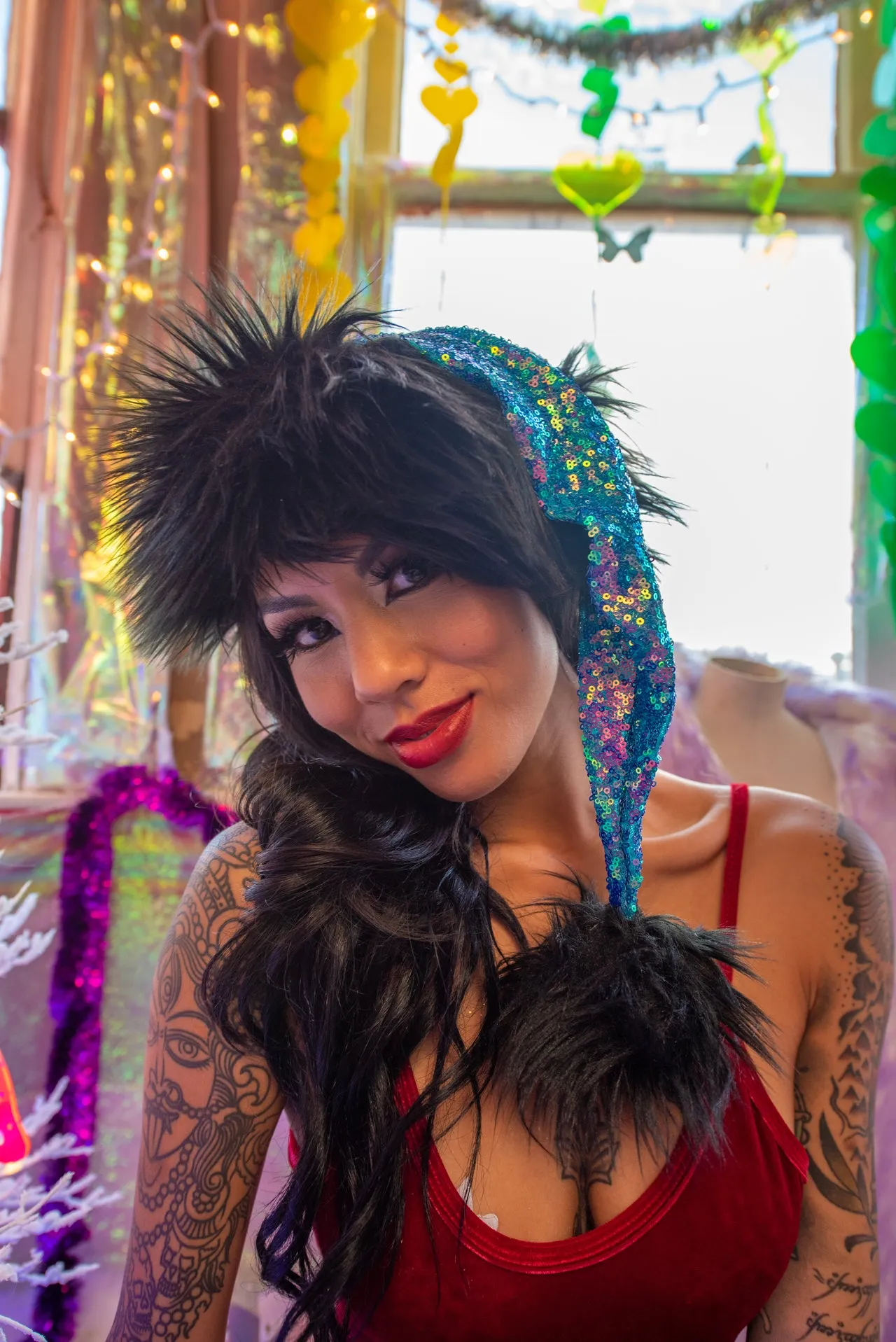 CH333 - Holographic Sequin Santa Hat***33% OFF