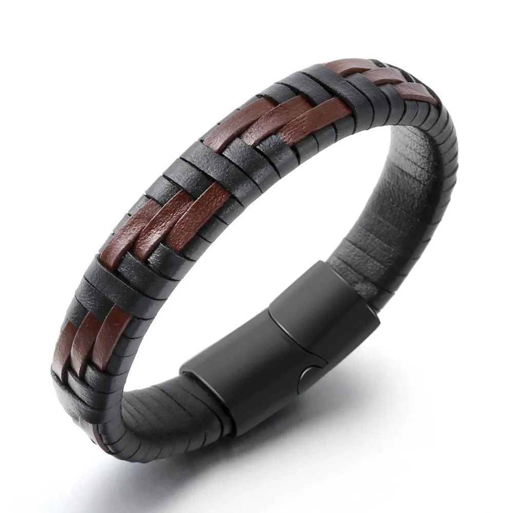 Charming Men Hand Woven Leather Bracelet