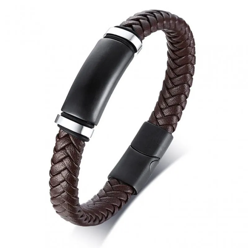 Charming Men Hand Woven Leather Bracelet