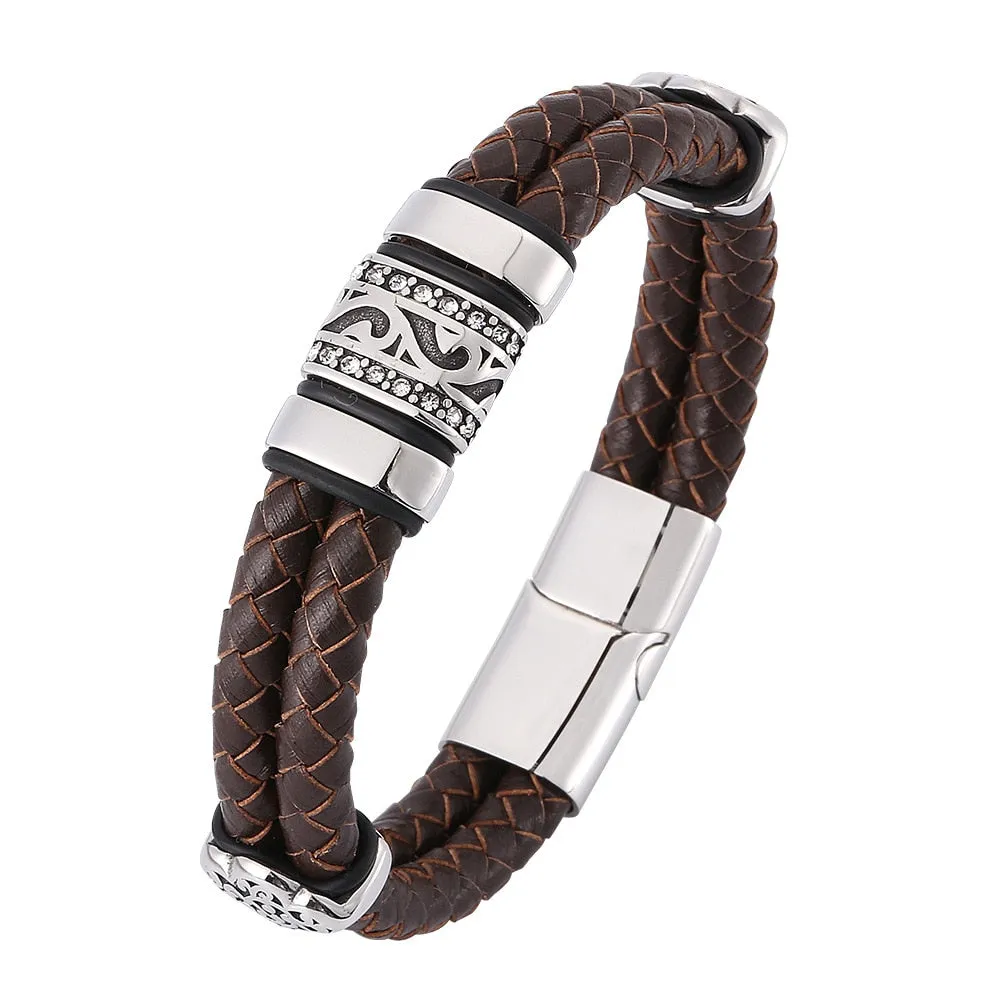 Charming Men Hand Woven Leather Bracelet