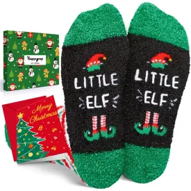 Christmas Gifts Stocking Socks for Kids - Little Elf Socks Secret Santa Sock Gifts with Greeting Card 4-6 Years