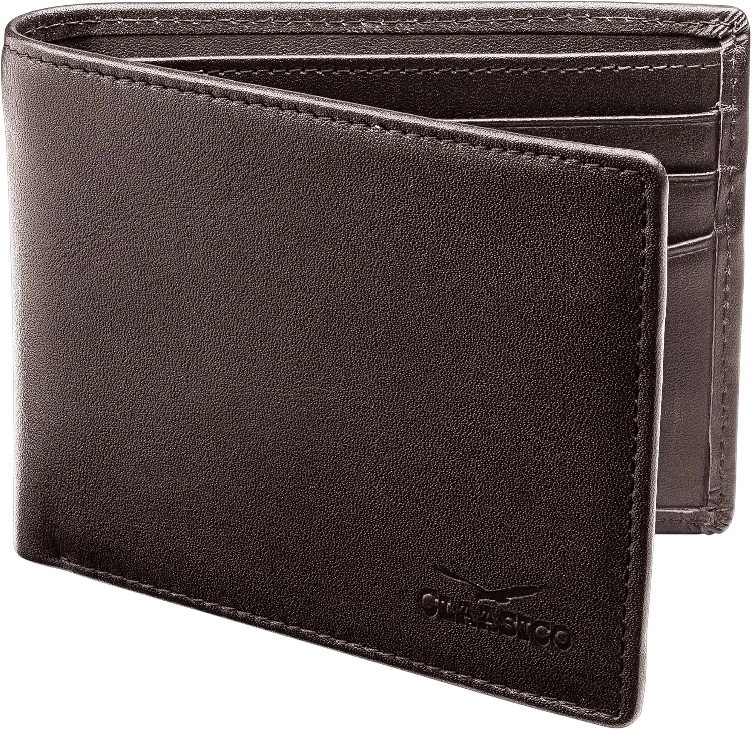 Claasico Mens Bifold Wallet for Men  Genuine Leather RFID Wallet, Slim Billfold Cardholder w/ID Window  Gift Box Included