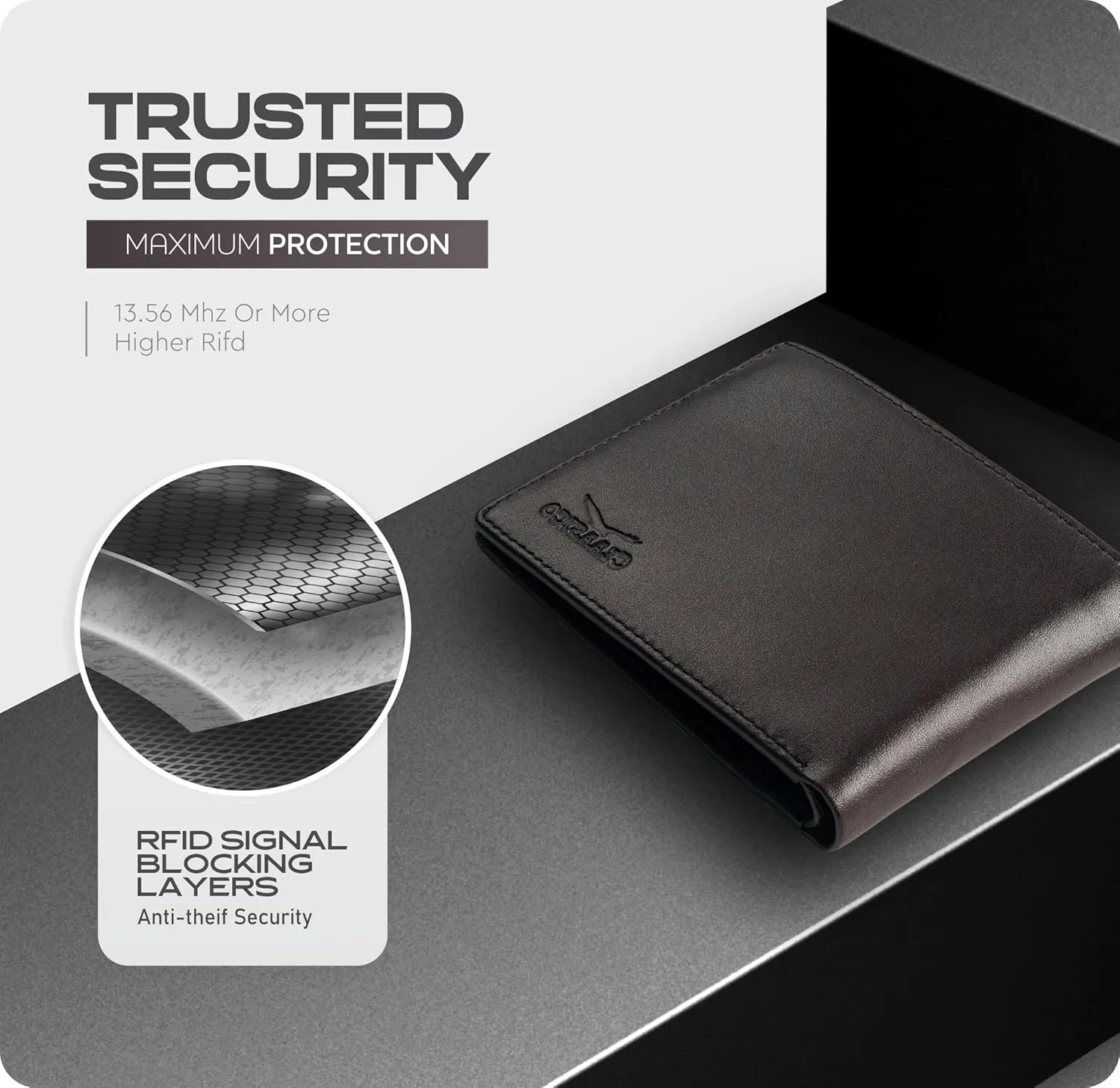 Claasico Mens Bifold Wallet for Men  Genuine Leather RFID Wallet, Slim Billfold Cardholder w/ID Window  Gift Box Included
