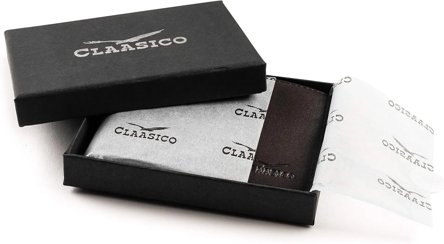 Claasico Mens Bifold Wallet for Men  Genuine Leather RFID Wallet, Slim Billfold Cardholder w/ID Window  Gift Box Included