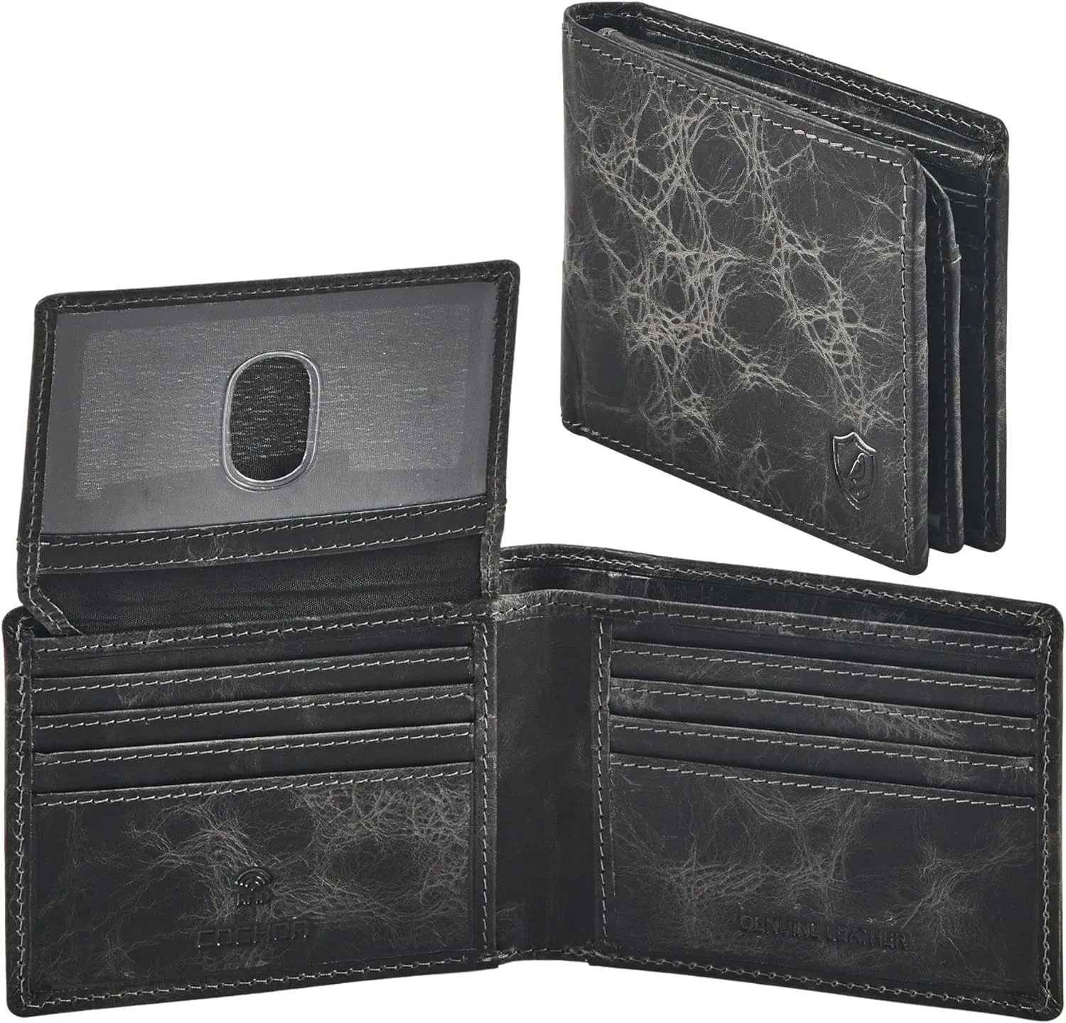 Cochoa Wallet for Men's RFID Blocking Real Leather Bifold Stylish 2 ID Window in Gift Box