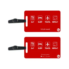 Customized Name Tag for Bags Ideal for Travel Set of 2 - Eat Sleep