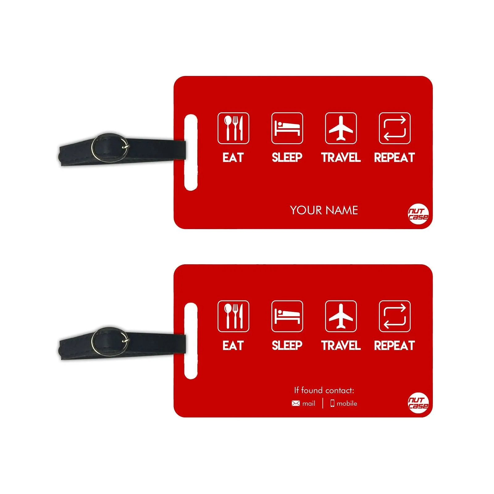 Customized Name Tag for Bags Ideal for Travel Set of 2 - Eat Sleep