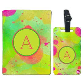 Customized Passport Cover Travel Luggage Tag - Green Watercolor